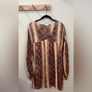 Snake Print Long Sleeve Dress